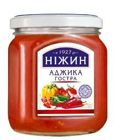 Ajika "Hot" with a spicy flavor of garlic, pepper and spices Nezhin 450 gr 