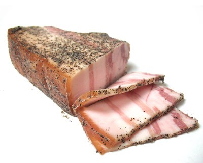 Salo cured pork with garlic and black pepper