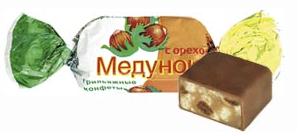 Chocolate candies "Medunok" with nuts 0.5 lb