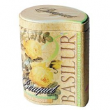 Basilur Chinese Green Leaf Tea with pineapple, sunflower, marigold Bouquet "Tea Rose" in metal caddy, 100 gr