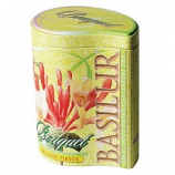Basilur Green Tea with marigold, sunflower, tropical fruit Bouquet "Yellow Fiesta" in metal caddy, 100 gr
