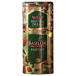 Basilur 2 in 1 Black tea-mango and sunflower and Green/Black tea- rose petals and cranberry Fruit&Flowers in metal caddy, 125 gr